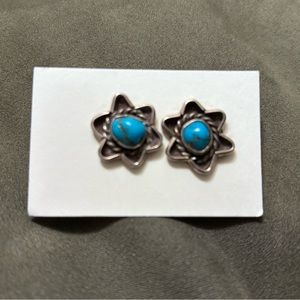 Handmade Faux Turquoise Star/Flower Shaped Earrings